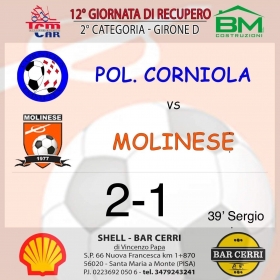 12° Giornata girone D - Asd MOLINESE sito ufficiale   